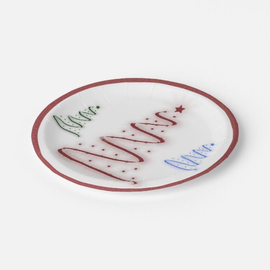 Kleurrijke bomen- papieren bordje (Gekanteld)