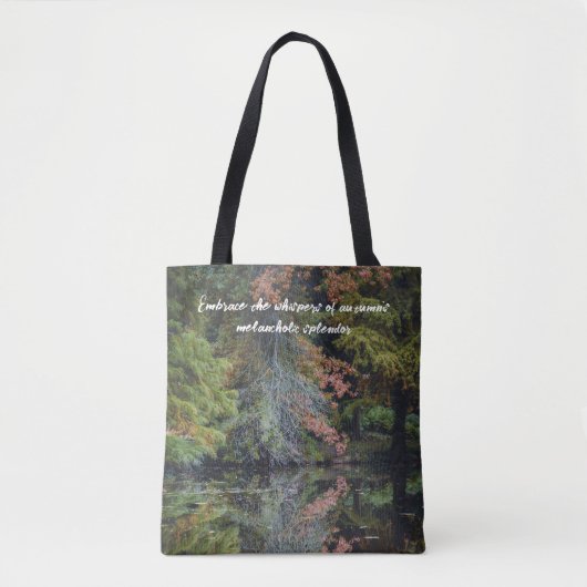 Kleurrijke bomen reflecteren op het kalme water tote bag (Voorkant)