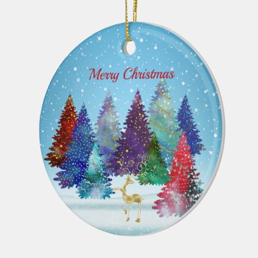  kleurrijke bomen rendierkerst keramisch ornament (Links)