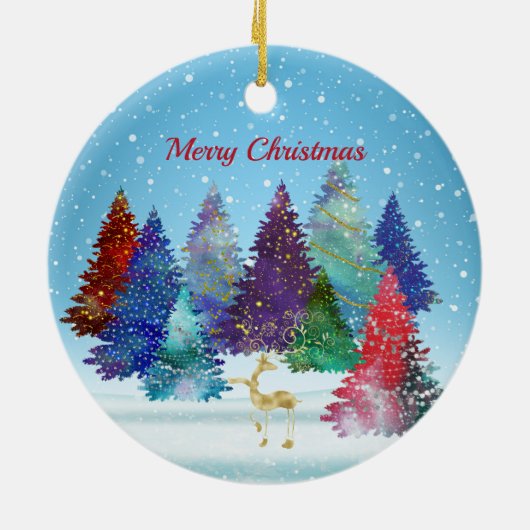  kleurrijke bomen rendierkerst keramisch ornament (Achterkant)