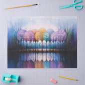 Kleurrijke Bomen Rustige Water Reflectie Decoupage Tissuepapier (Craft)