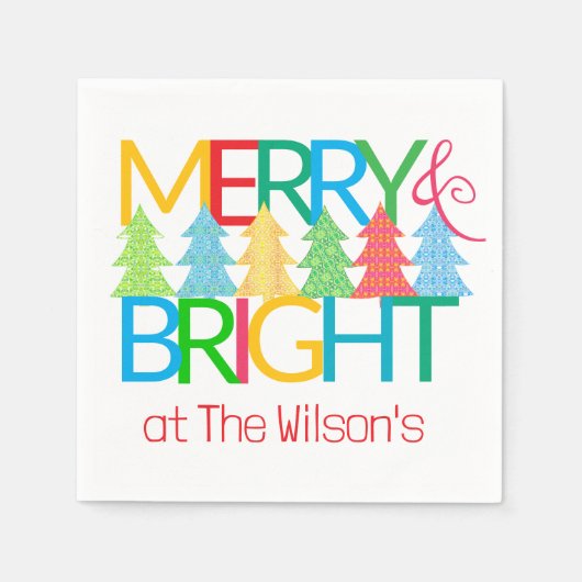 Kleurrijke bomen Vakantie servetten (Voorkant)