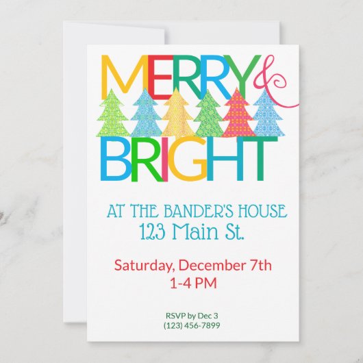 Kleurrijke bomen vakantie uitnodiging (Voorkant)