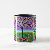 Kleurrijke Bomen | Volkskunst | Whimsical AI Kunst Mok (Midden)