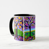 Kleurrijke Bomen | Volkskunst | Whimsical AI Kunst Mok (Voorkant links)