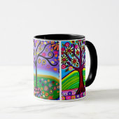 Kleurrijke Bomen | Volkskunst | Whimsical AI Kunst Mok (Voorkant rechts)