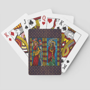 Kleurrijke Boodschap Met Maria En Gabriël Pokerkaarten