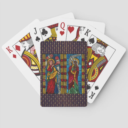 Kleurrijke Boodschap Met Maria En Gabriël Pokerkaarten (Achterkant)
