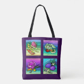 Kleurrijke boodschappentas tote bag (Achterkant)