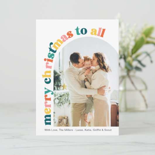 Kleurrijke boogfoto Vrolijke kerst Kaart (Staand voorkant)