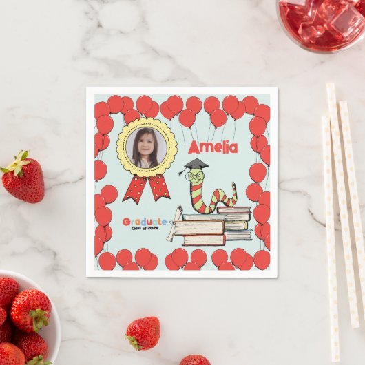 Kleurrijke Bookworm Kinder Graduation Party Servet (Insitu)