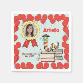 Kleurrijke Bookworm Kinder Graduation Party Servet (Voorkant)