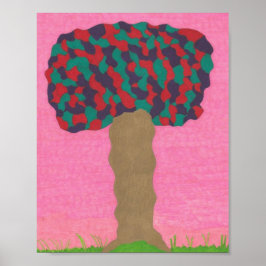 Kleurrijke Boom Abstracte Tekening Poster