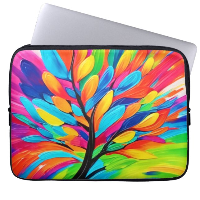 Kleurrijke Boom der Dromen Laptop Sleeve (Voorkant)