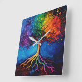 Kleurrijke Boom des Levens Wortels Kennis Wijsheid Vierkante Klok (Hoek)