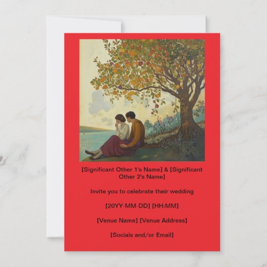 Kleurrijke boom die een paar uitnodigingen observe (Voorkant)