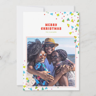 Kleurrijke Boom en Star Confetti Modern Foto Feestdagenkaart