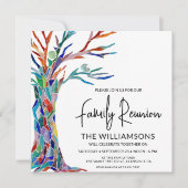 Kleurrijke boom familie reünie kaart (Voorkant)