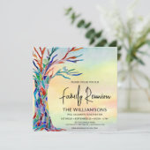 Kleurrijke boom familie reünie kaart (Staand voorkant)