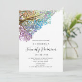 Kleurrijke boom familie reünie uitnodiging (Staand voorkant)