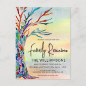 Kleurrijke boom familie reünie uitnodiging briefkaart (Voorkant)
