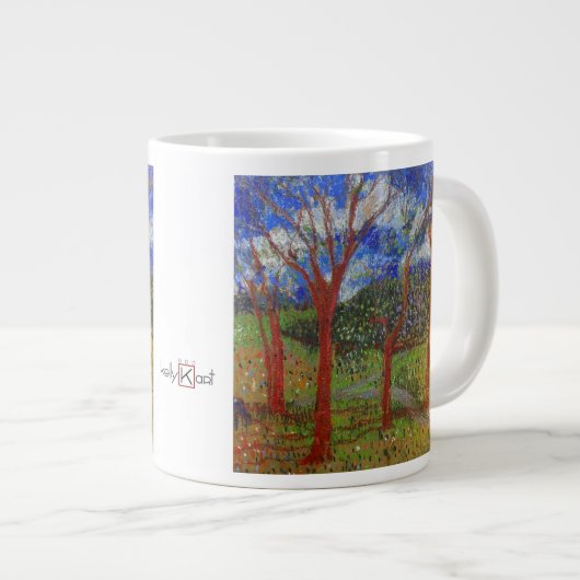 Kleurrijke boom grote koffiekop (Voorkant rechts)