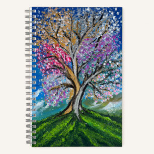 Kleurrijke Boom - handgemaakte kunst Notitieboek