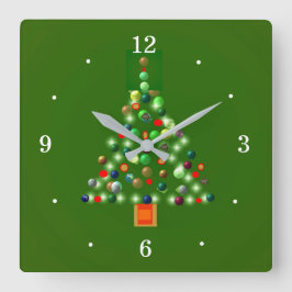 Kleurrijke boom met Baubles> Kerstklokken Vierkante Klok