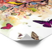 Kleurrijke boom met vlinders poster (Hoek)