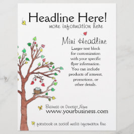 Kleurrijke boom met vogelnest flyer