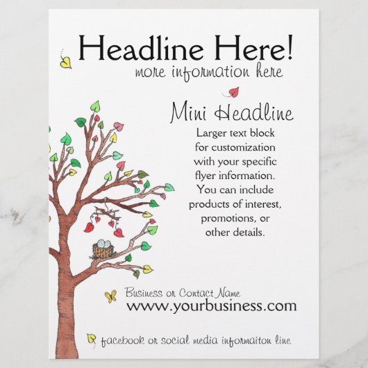 Kleurrijke boom met vogelnest flyer (Voorkant)