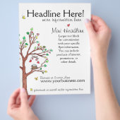 Kleurrijke boom met vogelnest flyer (Hand)