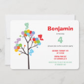 Kleurrijke Boom Schattige Vogels Kind Verjaardagsf Kaart (Voorkant)