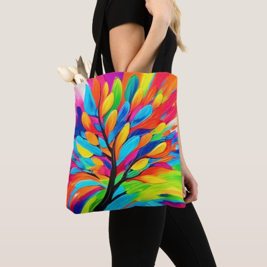 Kleurrijke boom van dromen tote bag (Dichtbij)