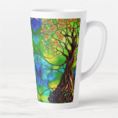 Kleurrijke boom van het Glas in lood van het Leven Latte Mok (Rechts)