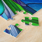 Kleurrijke boom van het Glas in lood van het Leven Legpuzzel (Zijkant)