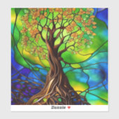 Kleurrijke boom van het Glas in lood van het Leven Sticker (Vel)