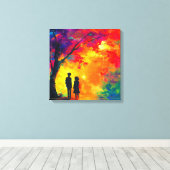 Kleurrijke boom van liefde canvas afdruk (Insitu (Houten vloer))