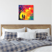 Kleurrijke boom van liefde canvas afdruk (Insitu (Slaapkamer))