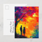 Kleurrijke boom van liefde feestdagenkaart (Voorkant / Achterkant)