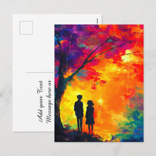 Kleurrijke boom van liefde feestdagenkaart (Voorkant / Achterkant)