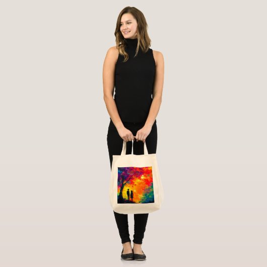 Kleurrijke boom van liefde tote bag (Voorkant (model))