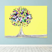 Kleurrijke boom welvaart canvas Print (Insitu (Houten vloer))