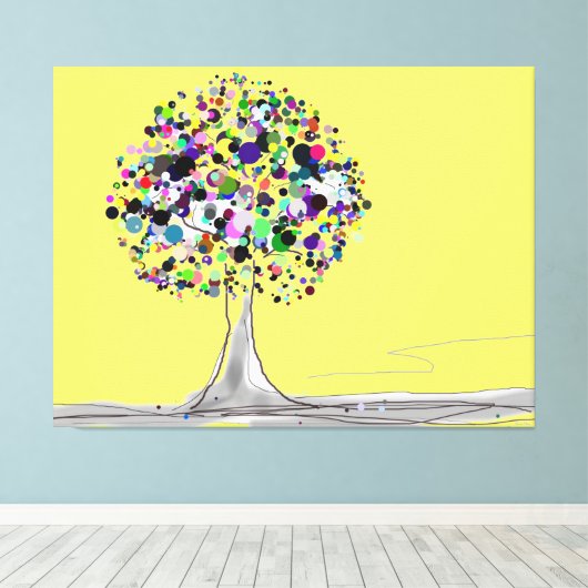 Kleurrijke boom welvaart canvas Print (Insitu (Houten vloer))