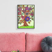 Kleurrijke boombloemen Whimsical Cartoon Drawing Canvas Afdruk (Insitu (Woonkamer))
