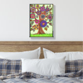 Kleurrijke boombloemen Whimsical Cartoon Drawing Canvas Afdruk (Insitu (Slaapkamer))