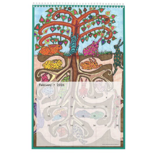 Kleurrijke boomcreaties Kunst voor dieren 2022  Kalender (Feb 2026)