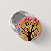 kleurrijke boomillustratie ronde button 3,2 cm (Voorkant /achterkant)