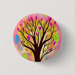  kleurrijke boomillustratie ronde button 3,2 cm