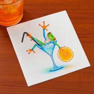 Kleurrijke Boomkikker Cocktailglas Servet